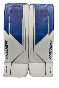 Bauer Senior Supreme MACH Hockey Goalie Pad -Pro Hockey Shop Shop Bauer Senior Supreme Mach Hockey Goalie Pad White Blue Edmonton Canada