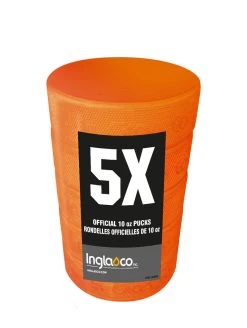 Inglasco 5-Pack 10oz Orange Weighted Hockey Puck